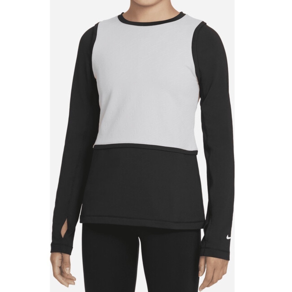 Nike Pro Warm Dri-FIT Girls Long Sleeve Top M Black Grey